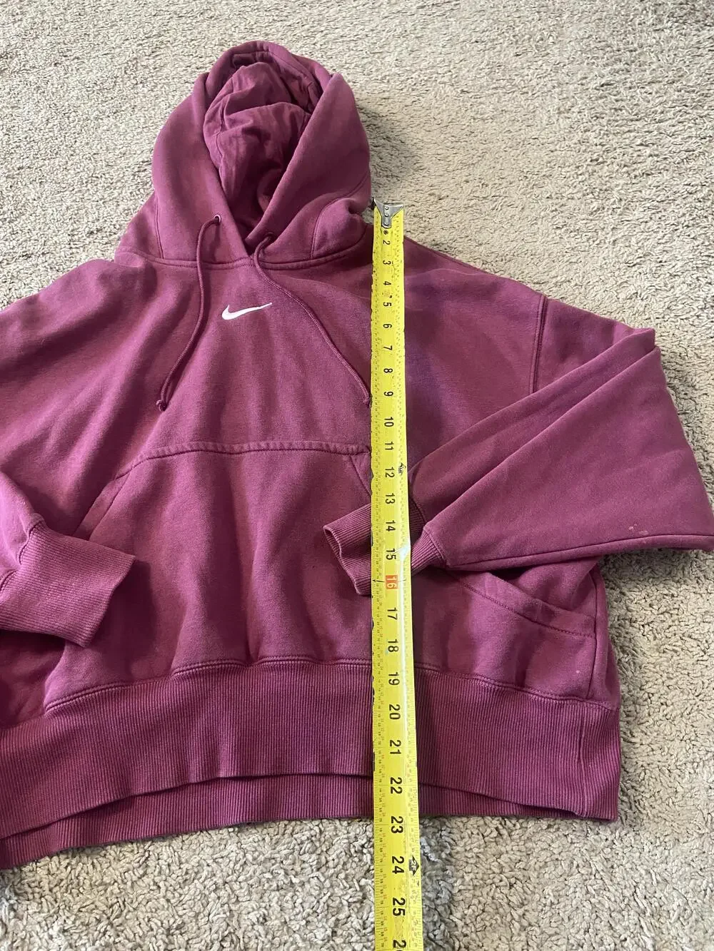 Nike Hoodie Womens Small Purple Fleece Pullover Swoosh Embroidered Cropped Fit